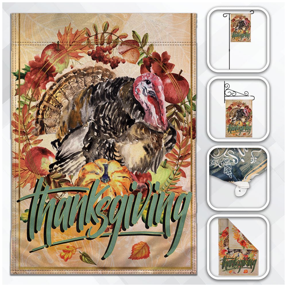 H&G Studios Thanksgiving (Turkey) 12x18in Garden Flag - Flags Importer