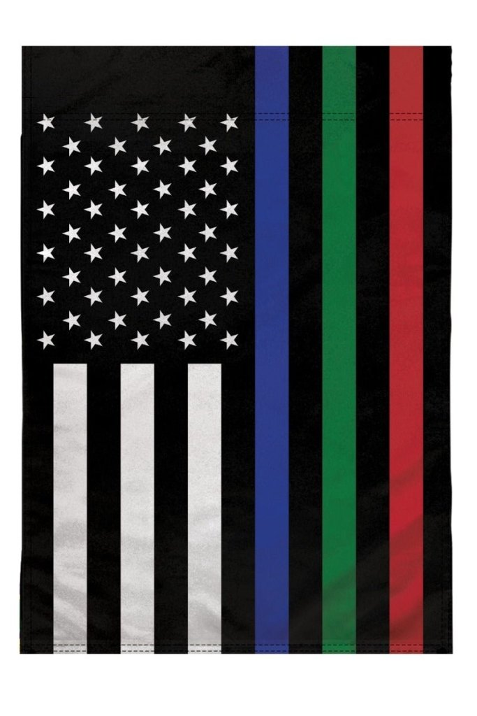 H&G Studios Thin Blue/Green/Red Line 12x18in Garden Flag - Flags Importer