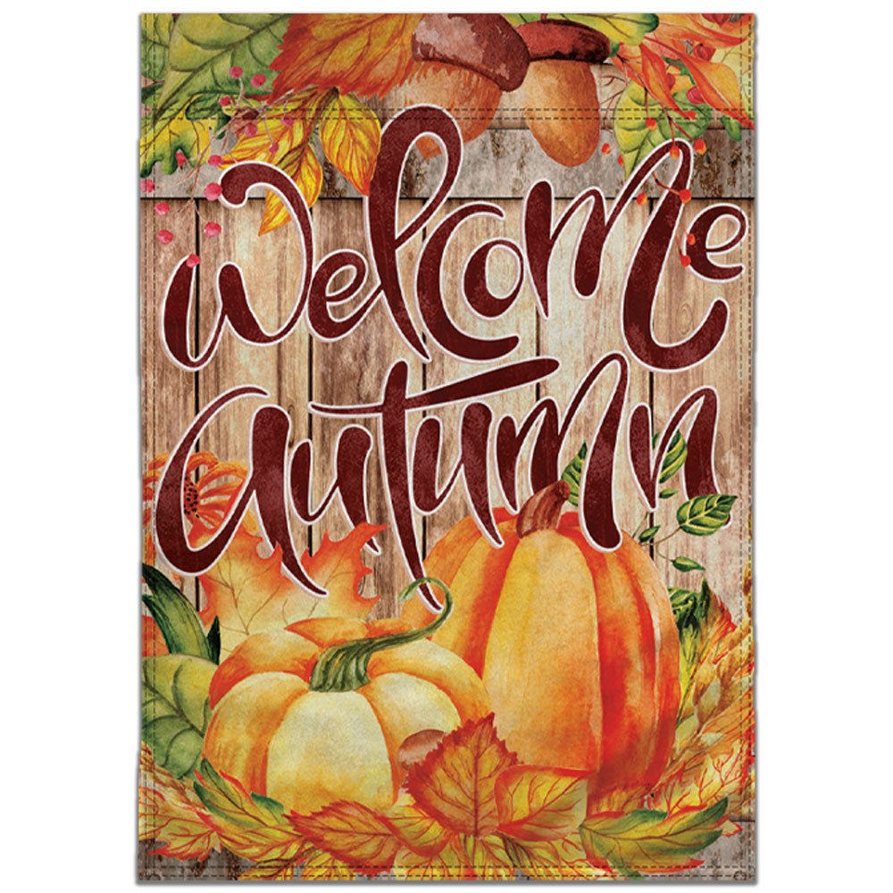 H&G Studios Welcome Autumn (Pumpkins) 12x18in Garden Flag - Flags Importer