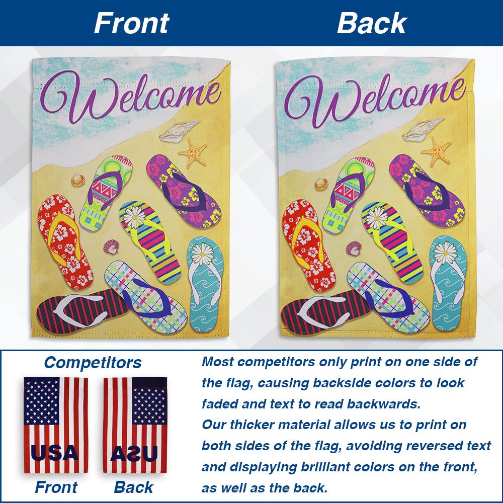 H&G Studios Welcome (Beach Sandals) 12x18in Garden Flag - Flags Importer