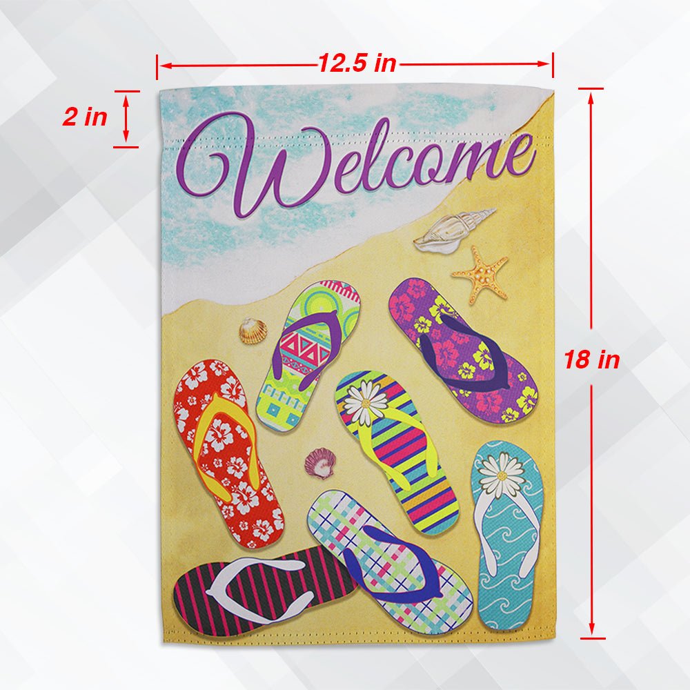 H&G Studios Welcome (Beach Sandals) 12x18in Garden Flag - Flags Importer