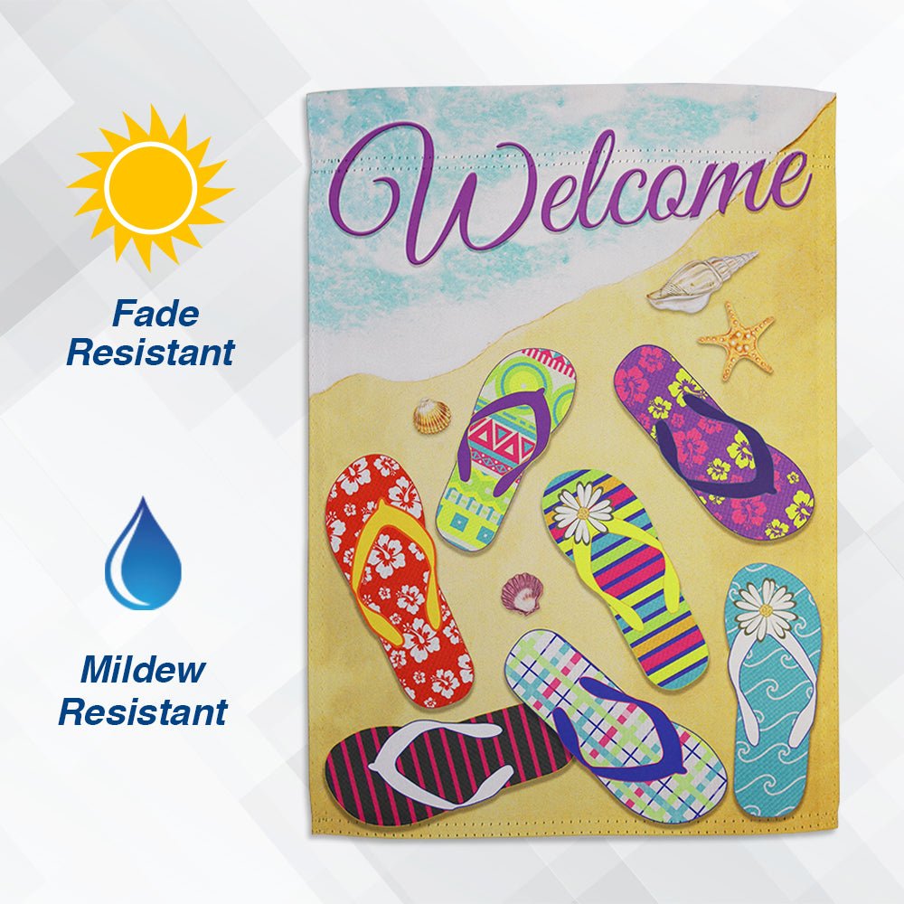 H&G Studios Welcome (Beach Sandals) 12x18in Garden Flag - Flags Importer