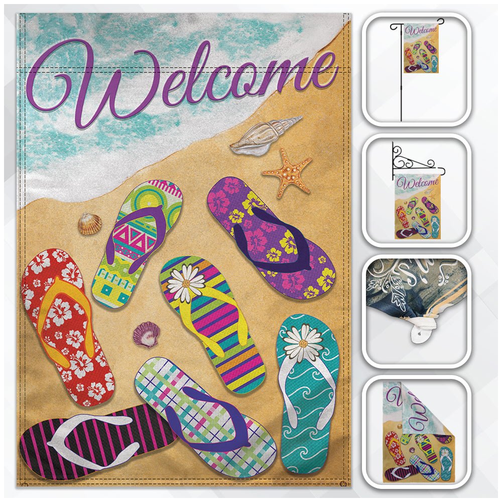 H&G Studios Welcome (Beach Sandals) 12x18in Garden Flag - Flags Importer