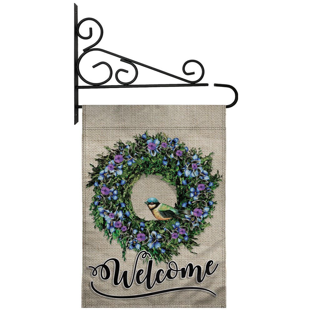 H&G Studios Welcome (Wreath Bird) 12x18in Garden Flag - Flags Importer