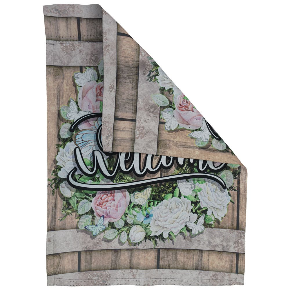 H&G Studios Welcome (Wreath Roses) 12x18in Garden Flag - Flags Importer