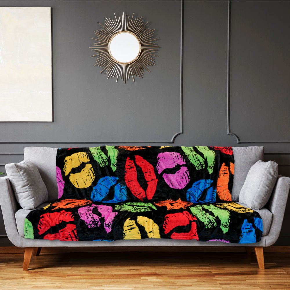 Kiss Kiss (Colorful) Soft Plush 50x60in Blanket - Flags Importer