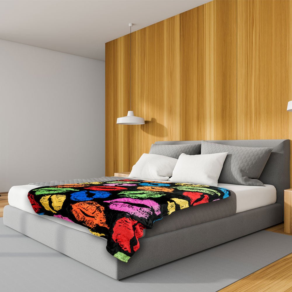 Kiss Kiss (Colorful) Soft Plush 50x60in Blanket - Flags Importer