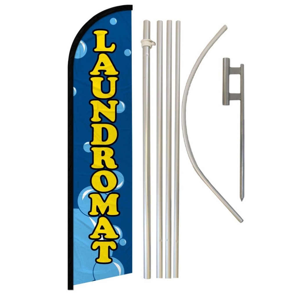 Laundromat Windless Banner Flag & Pole Kit - Flags Importer