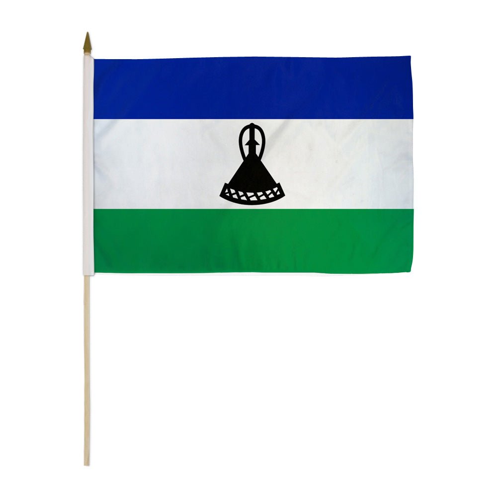 Lesotho 12x18in Stick Flag - Flags Importer