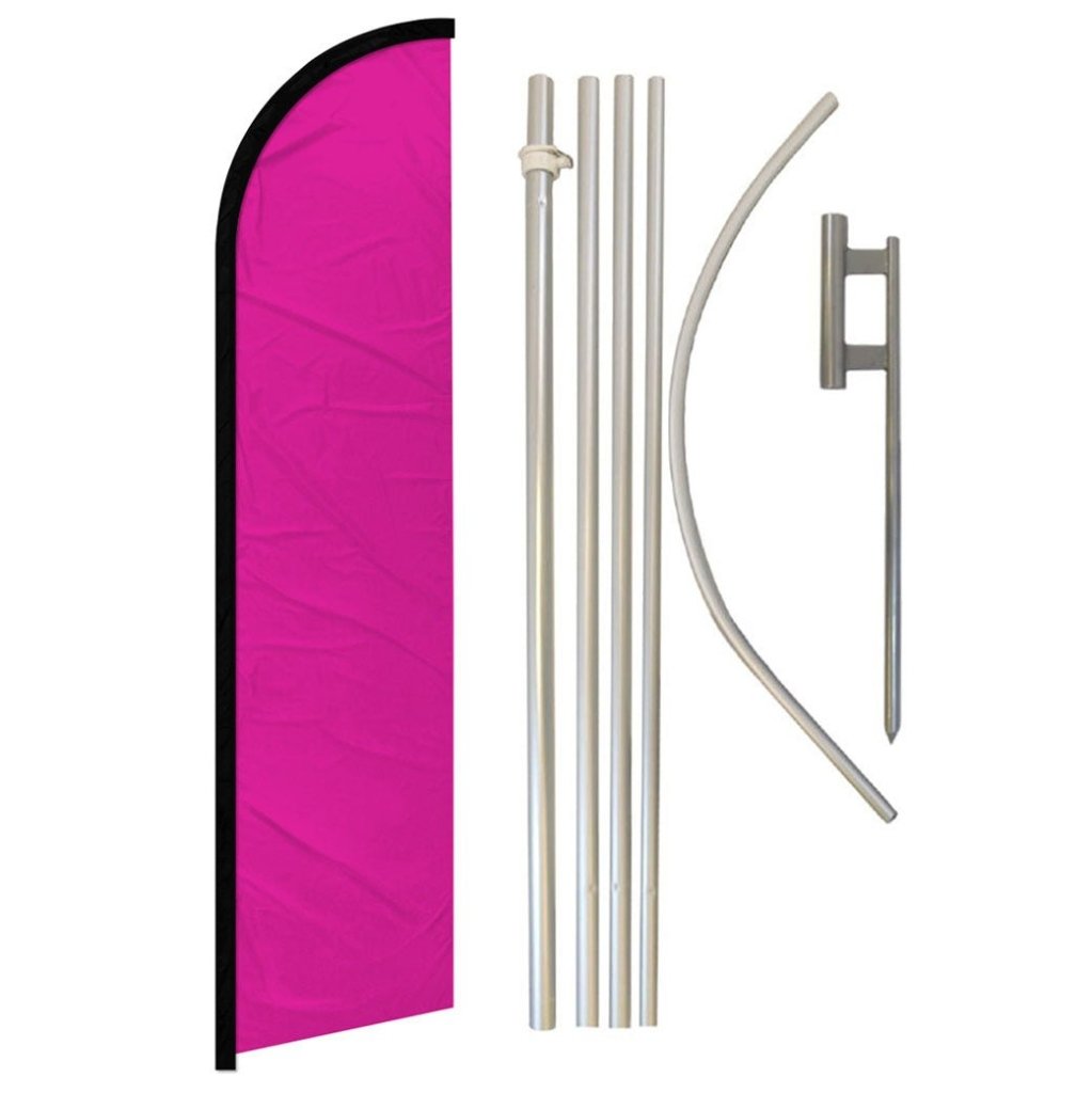 Magenta Solid Color Windless Banner Flag & Pole Kit - Flags Importer