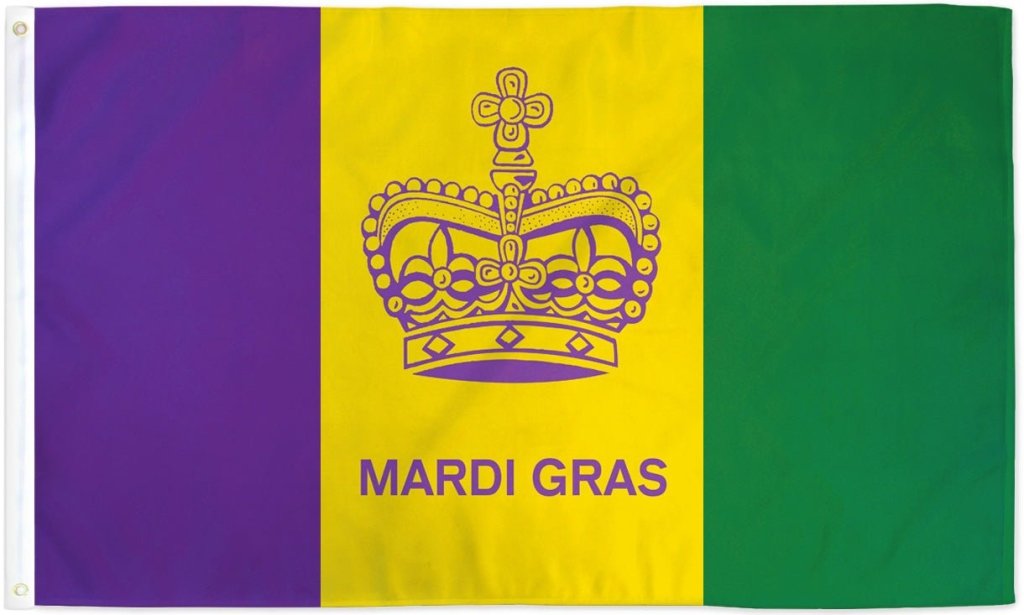 Mardi Gras (Crown) Flag 3x5ft Poly - Flags Importer