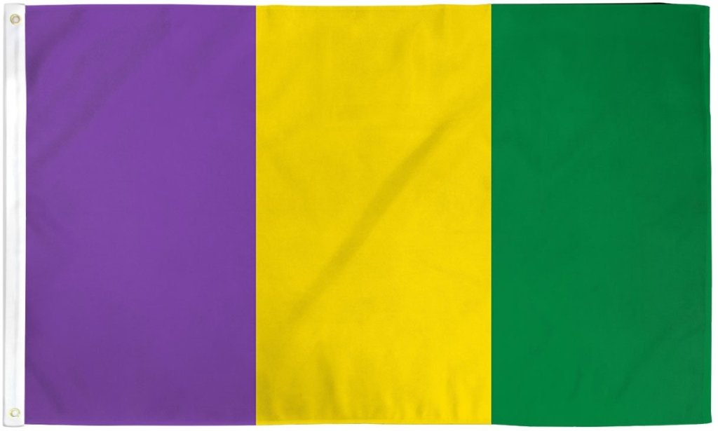 Mardi Gras (Plain) Flag 3x5ft Poly - Flags Importer