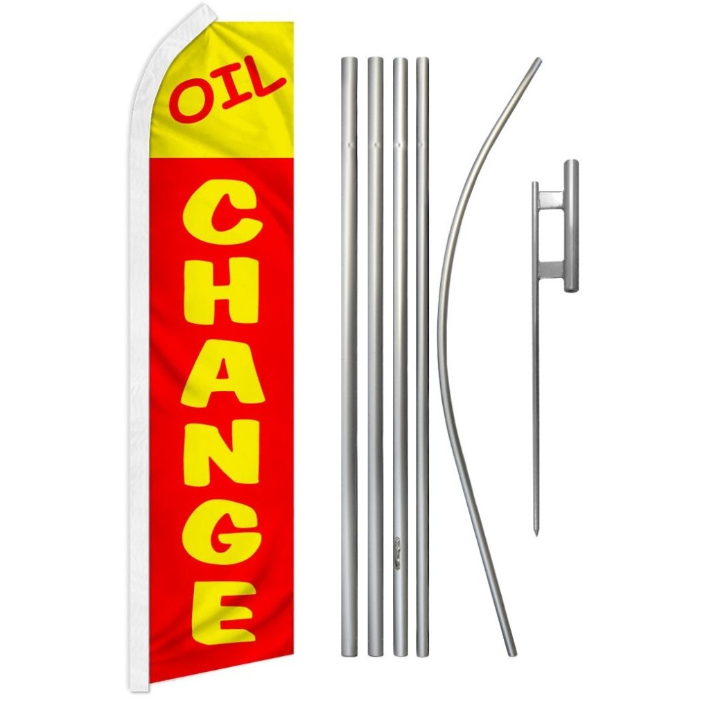 Oil Change (Red & Yellow) Super Flag & Pole Kit - Flags Importer