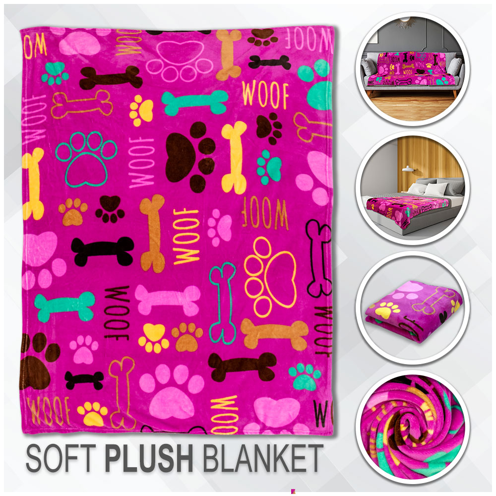 Puppy Paws (Pink) Soft Plush 50x60in Blanket