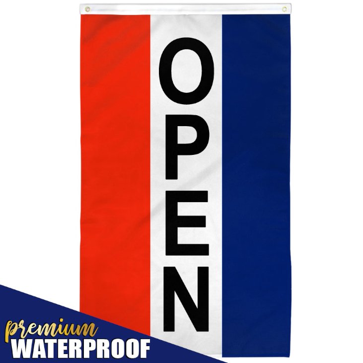 Open (Vertical) Flag 3x5ft Poly - Flags Importer