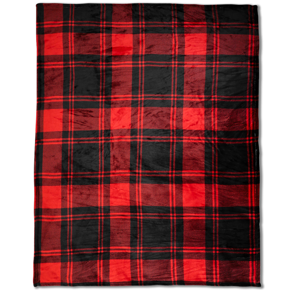 Red & Black Plaid (Large Squares) Soft Plush 50x60in Blanket