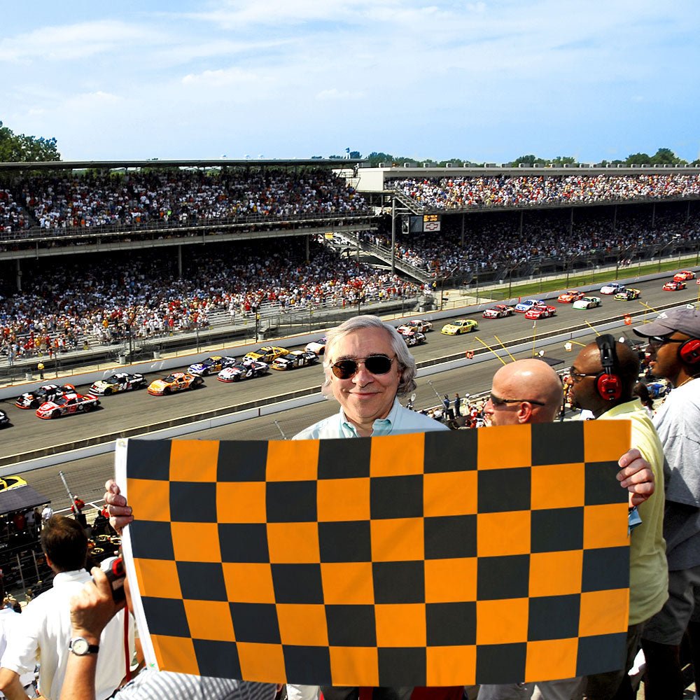 Orange & Black Checkered Flag 3x5ft Poly - Flags Importer