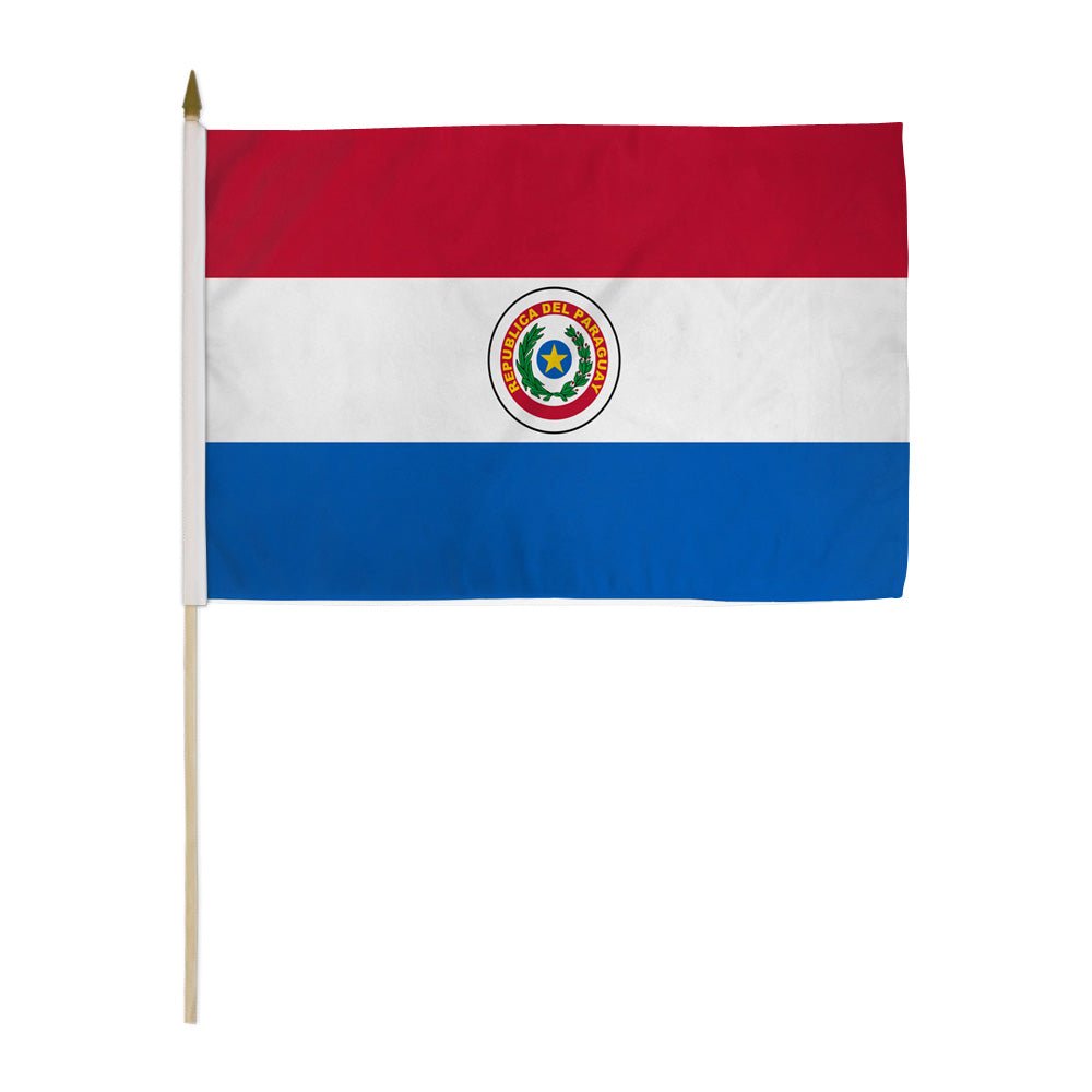 Paraguay 12x18in Stick Flag - Flags Importer
