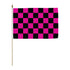 Pink & Black Checkered 12x18in Stick Flag - Flags Importer