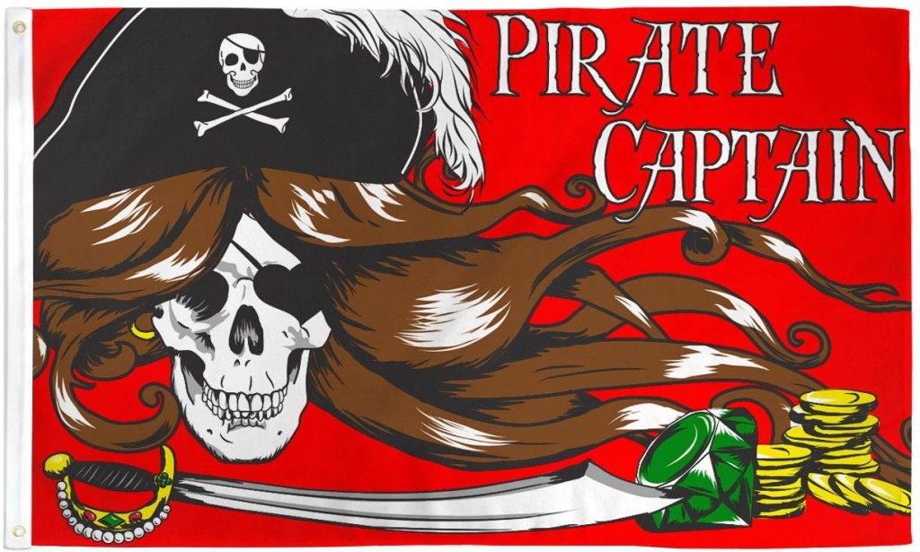 Pirate Captain (Woman) Flag 3x5ft Poly - Flags Importer