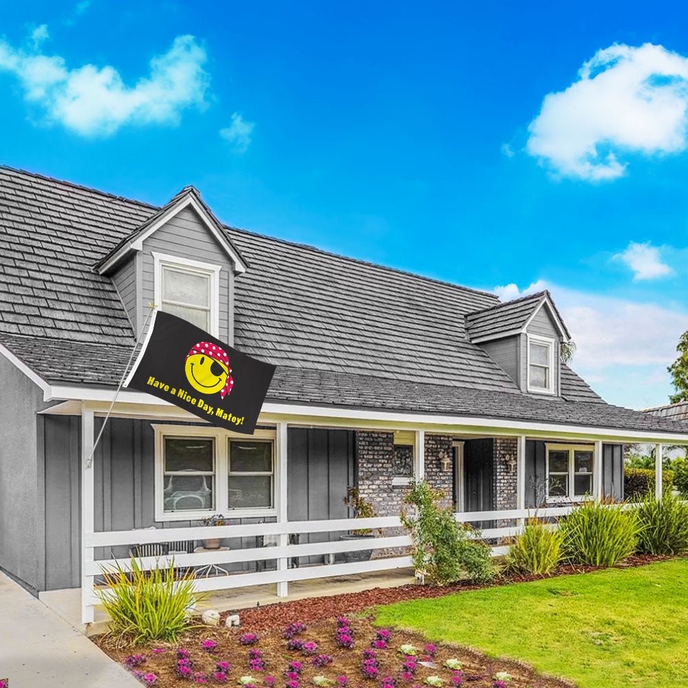 Pirate Happy Face Flag 3x5ft Poly - Flags Importer