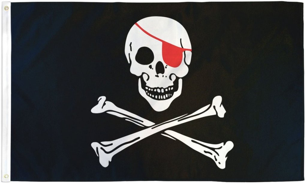 Pirate Red Eye Patch Flag 3x5ft Poly - Flags Importer