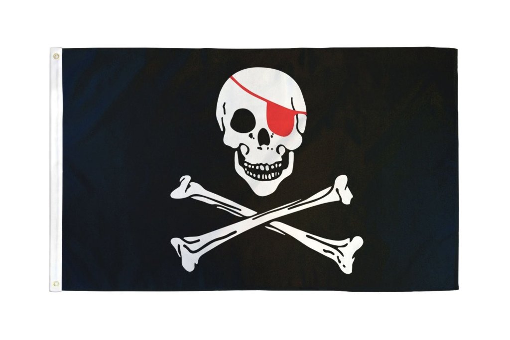 Pirate Red Eye Patch Flag 3x5ft Poly - Flags Importer