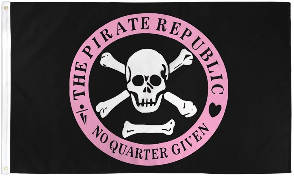 Pirate Republic (Pink) Flag 3x5ft Poly - Flags Importer