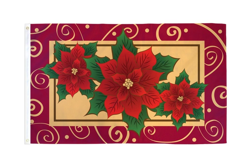 Poinsettias Flag 3x5ft Poly - Flags Importer