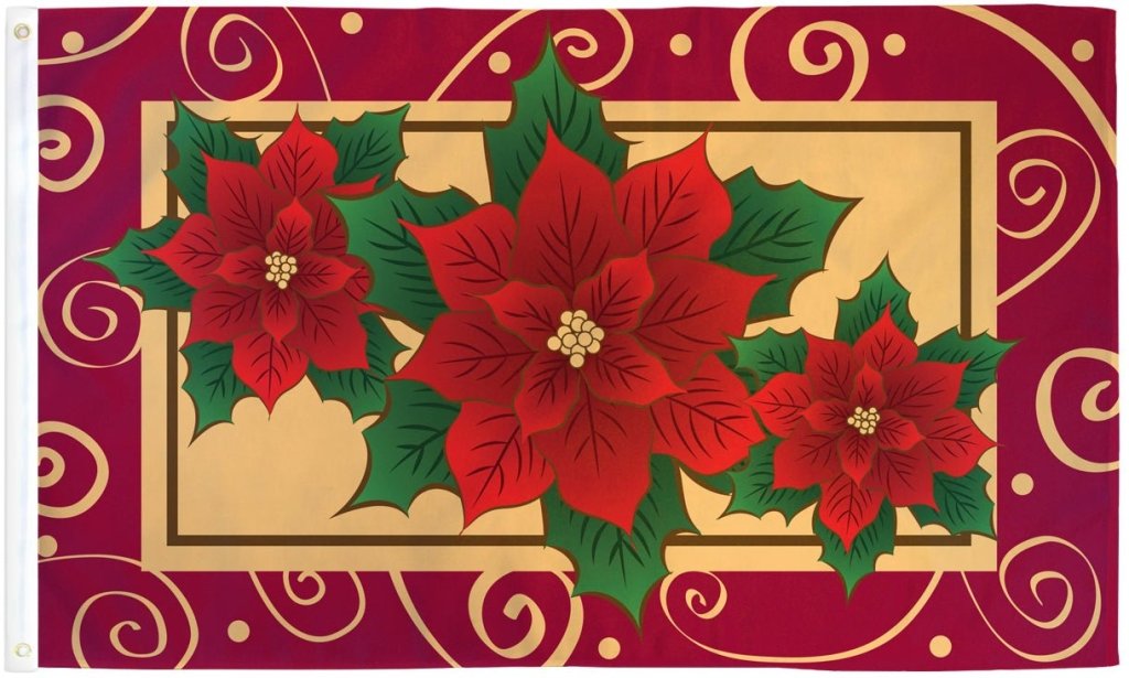 Poinsettias Flag 3x5ft Poly - Flags Importer