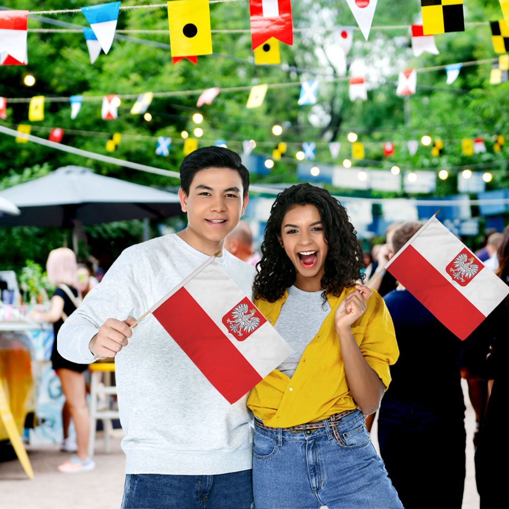 Poland (Eagle) 12x18in Stick Flag - Flags Importer