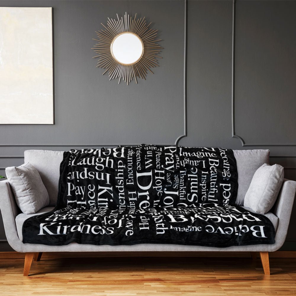 Positive Message (Black) Soft Plush 50x60in Blanket - Flags Importer