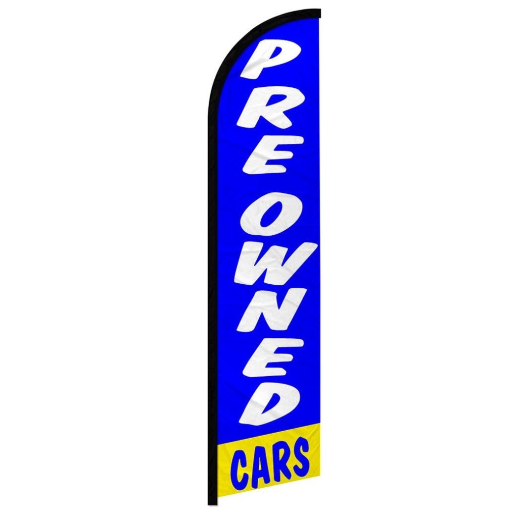 Preowned Cars (Blue & White) Windless Banner Flag - Flags Importer