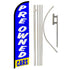 Preowned Cars (Blue & White) Windless Banner Flag & Pole Kit - Flags Importer