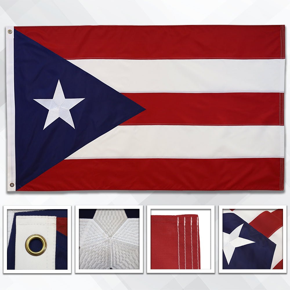 Puerto Rico Embroidered Flag 3x5ft - Flags Importer