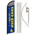 Quality Used Cars (Blue) Windless Banner Flag & Pole Kit - Flags Importer