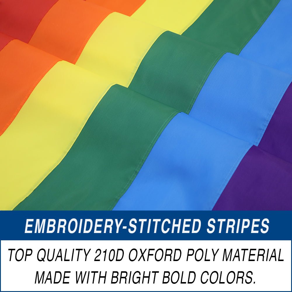 Rainbow Embroidered Flag 3x5ft - Flags Importer