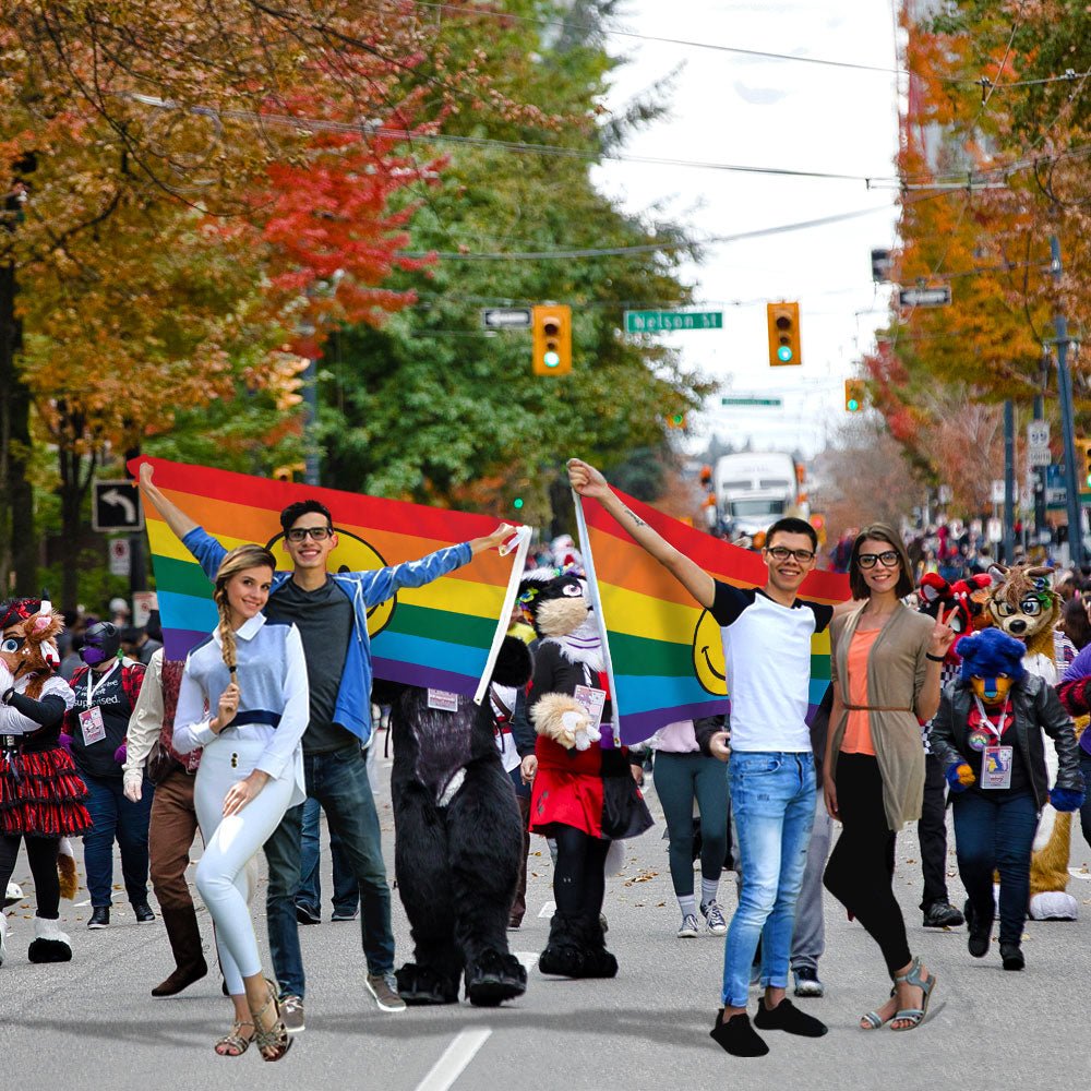 Rainbow Happy Face Flag 3x5ft Poly - Flags Importer