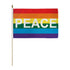 Rainbow Peace Letters 12x18in Stick Flag - Flags Importer