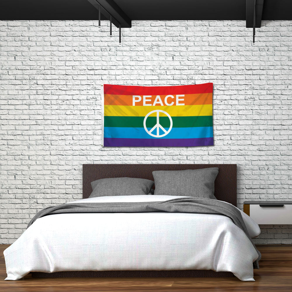 Rainbow Peace Sign Flag 3x5ft Poly - Flags Importer
