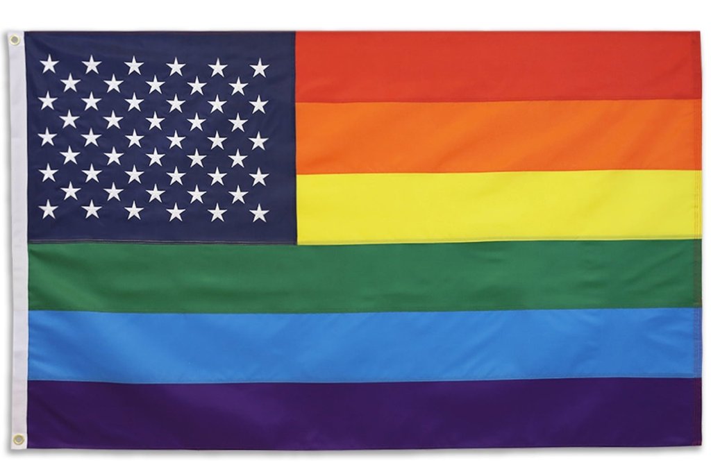 Rainbow US Stars Embroidered Flag 3x5ft - Flags Importer