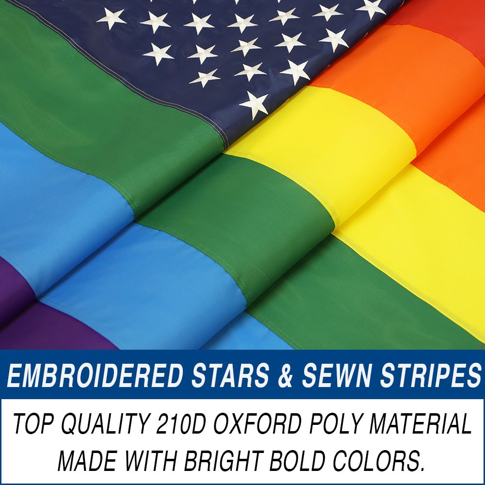 Rainbow US Stars Embroidered Flag 3x5ft - Flags Importer