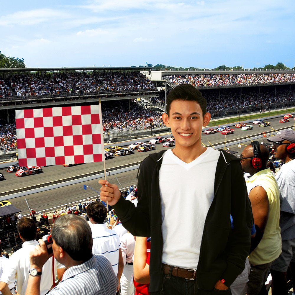 Red & White Checkered 12x18in Stick Flag - Flags Importer