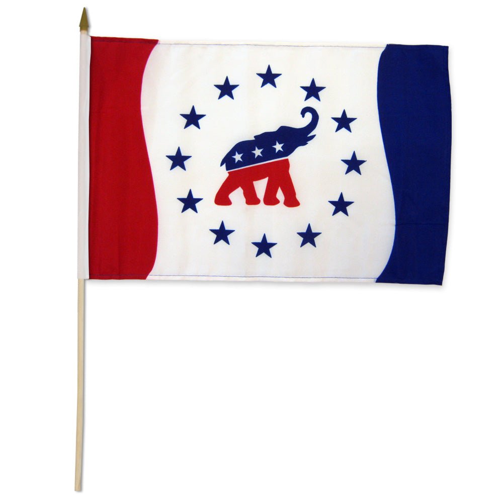Republican 12x18in Stick Flag - Flags Importer
