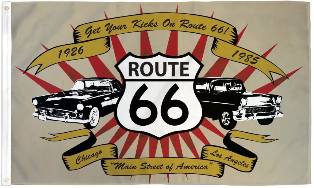 Route 66 (Cars) Flag 3x5ft Poly - Flags Importer