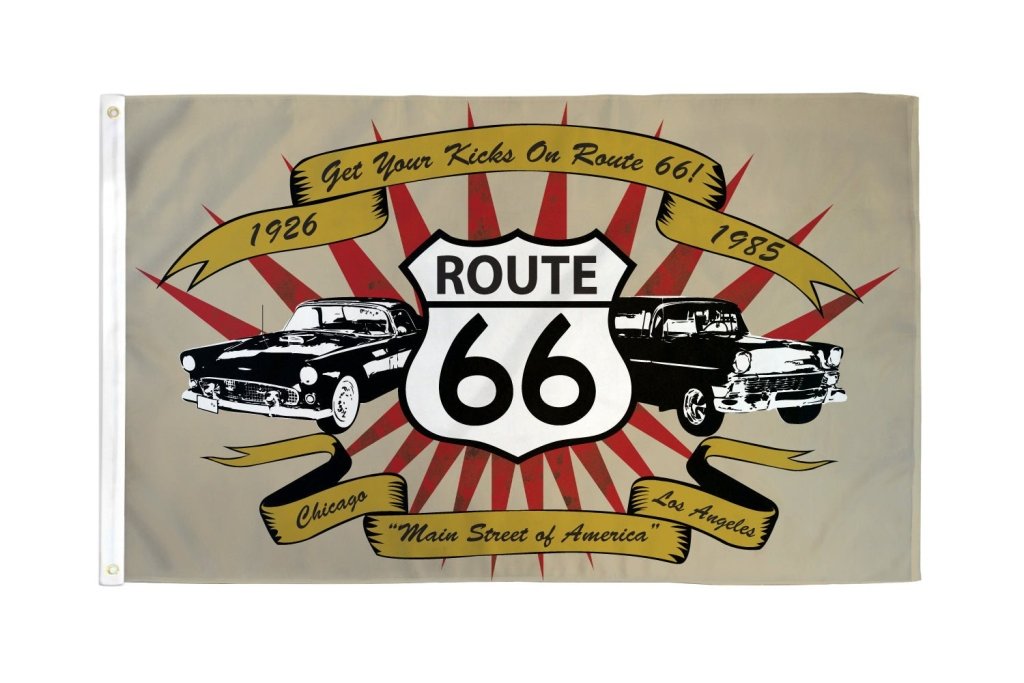 Route 66 (Cars) Flag 3x5ft Poly - Flags Importer