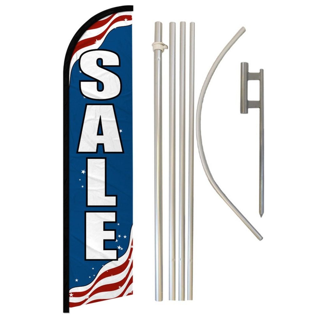 Sale (Patriotic) Windless Banner Flag & Pole Kit - Flags Importer