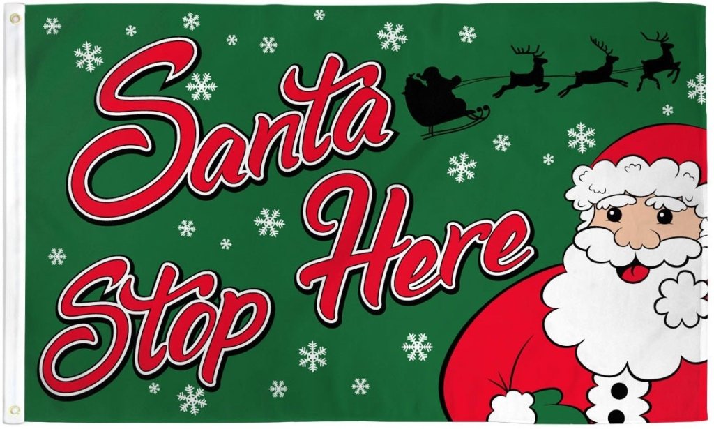 Santa Stop Here Flag 3x5ft Poly - Flags Importer