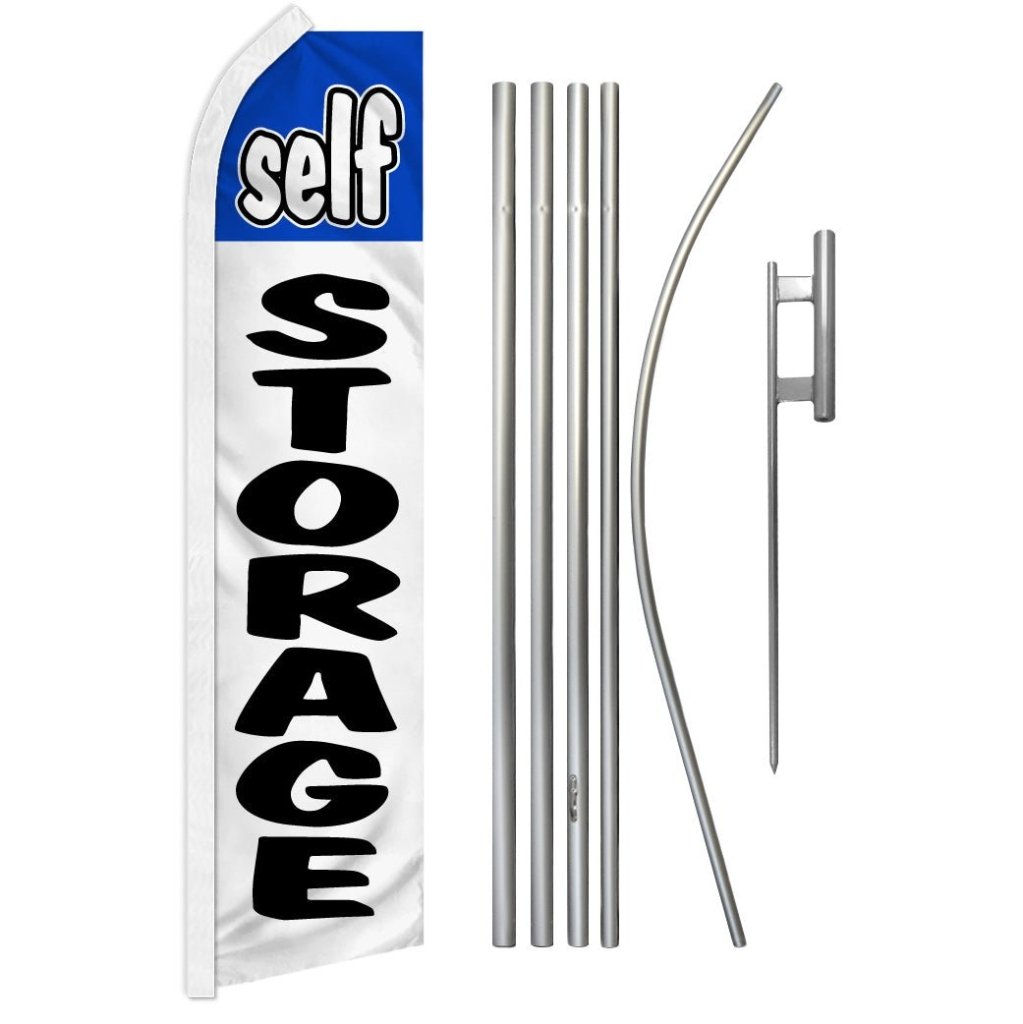 Self Storage (Blue & White) Super Flag & Pole Kit - Flags Importer