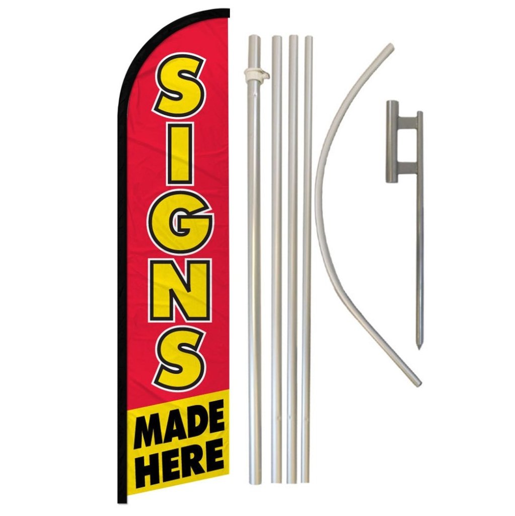 Signs Made Here Windless Banner Flag & Pole Kit - Flags Importer